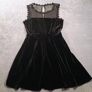 Lily Rose Dress Juniors Medium Black Velvet Sheer Mesh Lace Fit Flare Party